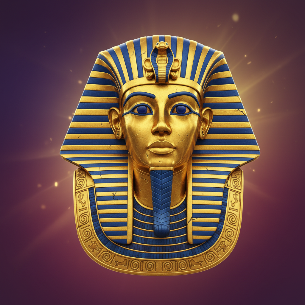 Pharao Symbol - goldene Totenmaske mit blau-goldenen Streifen